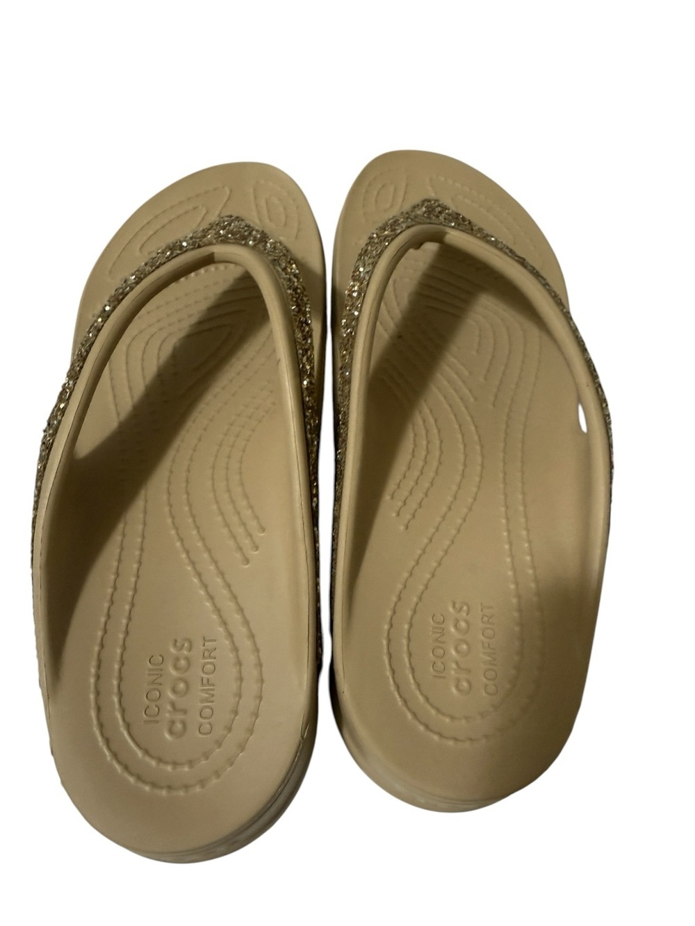 Croc Gold Glitter Flip Flop Sandals for Women - Picture 11 of 13